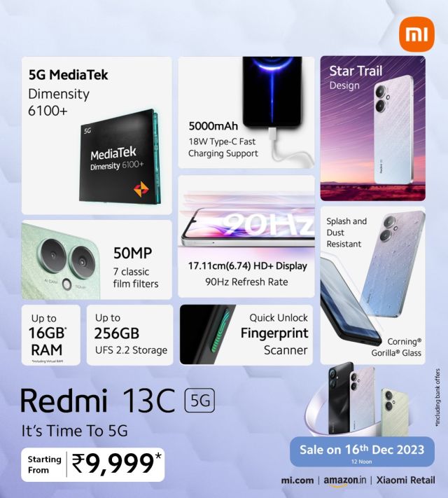 Xiaomi launches Redmi 13C 5G smartphone in India from Rs 9,999, ET